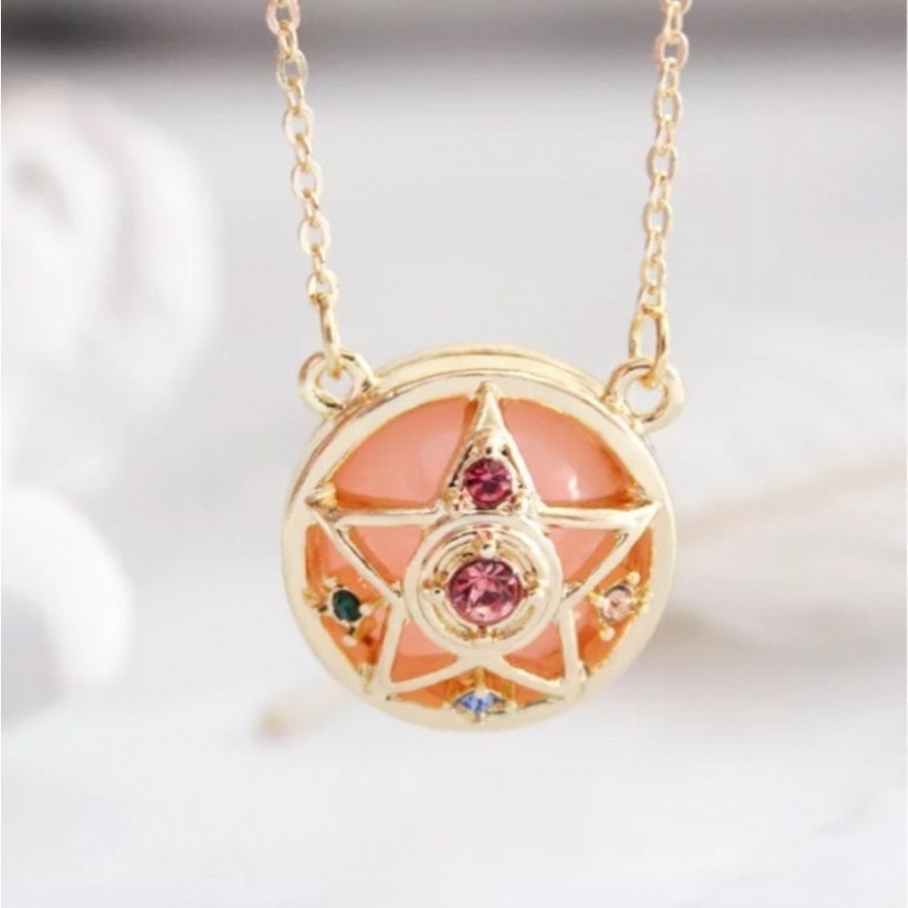 Sailor Moon Star Compact Necklace ~ Charm Gold Chain ~ Adjustable ~ Women Girls